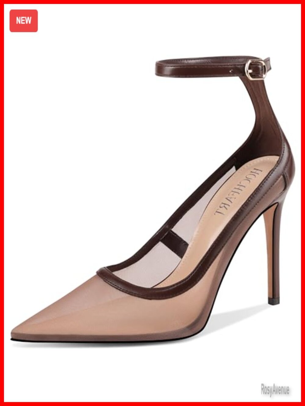Women's Mesh Stiletto Heels Pointed Toe Ankle Strap Lace-Up Pumps